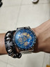 帝茲（DiziziD）手表男士機械表全自動(dòng)鏤空腕表夜光防水高中生學(xué)生禮物送男友 【炫彩藍光鏡面】銀殼黑面鋼帶 曬單實(shí)拍圖
