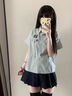 學(xué)院風(fēng)獨特絕美小套裝裙子俏皮活潑襯衫百褶裙兩件套女裝夏日漂亮 條紋襯衫+半身裙 收藏加購優(yōu)先發(fā) S 建議95斤以?xún)?曬單實(shí)拍圖