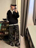 安初夏春秋華夫格針織開(kāi)衫外套男痞帥搭配牛仔褲青年潮牌休閑三件套男裝 【單件】開(kāi)衫黑 2XL 建議140-160斤 曬單實(shí)拍圖
