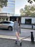 妃奧絨秋冬兩件套毛衣女套頭休閑寬松慵懶風(fēng)一字肩針織上衣搭配針織短褲 灰色上衣+短褲 M 曬單實(shí)拍圖