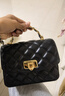 CHARLES&KEITH25秋季新品菱格鏈條手提斜挎包小方包包女包生日禮物CK2-50701608 Black黑色 S 曬單實(shí)拍圖