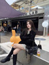 蘇雨薇黑色慵懶風(fēng)中長(cháng)款針織開(kāi)衫外套女2025秋小個(gè)子寬松休閑遮屁股毛衣 黑色【關(guān)注店鋪-送運費險】 S （80-95斤） 曬單實(shí)拍圖
