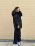 波司登（BOSIDENG）商場同款90鵝絨羽絨服女極寒連帽收腰大毛領蓬松親子保暖外套 黑色8056 S 160/84A 體重約100-110斤 曬單實拍圖
