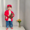 G.DUCKKIDS童裝男童秋裝套裝兒童衣服春秋季三件套小童寶寶周歲禮服男孩服裝 紅色英文熊三件套 90 碼建議身高75-85厘米 曬單實拍圖