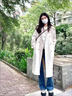 蕓蕁風(fēng)衣女今年流行中長(cháng)款英倫外套春秋白色小個(gè)子西裝大衣 白色 S 建議85-99斤穿 曬單實(shí)拍圖
