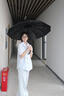 仙萌自動雨傘大號太陽傘遮陽傘晴雨兩用防曬傘復(fù)古折疊雨傘男女雙人 【曜石黑】電鍍?nèi)詣佑陚?曬單實拍圖