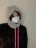 BIBK日本毛線帽女冬季巴拉克拉法帽護耳保暖針織護脖防寒粗毛線雷鋒帽 玫紅灰 曬單實拍圖