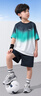 左西男童套裝夏季2025新款兒童速干運動(dòng)服短袖T恤籃球服夏裝 綠色 120 曬單實(shí)拍圖