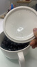 紅牡丹景德鎮骨瓷帶蓋泡面碗家用陶瓷帶把手方便面碗釉下彩保鮮湯碗面碗 純白帶蓋泡面碗（帶把手）950ml 曬單實(shí)拍圖