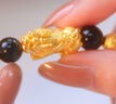 中國黃金（CHINA GOLD）黃金貔貅手鏈男士款足金招財(cái)轉(zhuǎn)運(yùn)珠皮丘手串送爸爸情人節(jié)禮物 【今/次日達(dá)】6mm黑曜石【榮華富貴】約1.2g 曬單實(shí)拍圖