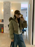 棉致大毛領(lǐng)短款羽棉絨服女2025冬季新款歐美風(fēng)收腰顯瘦減齡棉襖外套 駝色 S 曬單實(shí)拍圖