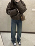 矜持范棉服女款2025年最新款棉襖女冬季棕色短款美拉德厚外套女 咖色 M 95-110 曬單實(shí)拍圖