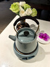 韻化溫茶爐陶瓷茶杯暖茶爐蠟燭加熱底座小火爐溫水保溫提梁壺圍爐 哥窯藍-圓溫茶爐墊片蠟匙+提梁壺 曬單實(shí)拍圖