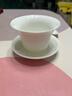 京東京造 茶杯茶具 羊脂玉陶瓷功夫茶具三才蓋碗馬蹄杯主人杯禮盒150ml 曬單實(shí)拍圖