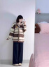 什靚孕婦裝秋冬套裝新品時(shí)尚長(cháng)袖條紋外套寬松遮肚孕婦上衣兩件套 黑色條紋開(kāi)衫外套(單件) XL 曬單實(shí)拍圖