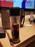 德克歐高端一鍵開(kāi)蓋玻璃杯雙層加厚隔熱防燙泡茶杯耐高溫商務(wù)車(chē)載水杯 【升級高硼硅防爆】紳士黑400ML 曬單實(shí)拍圖