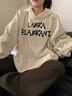 魯雅爾設計感字母印花連帽衛(wèi)衣女秋季新款帽衫復古潮流重磅寬松外套情侶 白灰色 常規(guī)款 L 曬單實拍圖