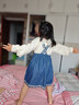 幼歌（YOUGE）嬰幼兒花邊娃娃領(lǐng)純棉法式刺繡襯衫女童可愛(ài)舒適上衣潮 米色 110 cm 曬單實(shí)拍圖