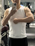 卡圖弛冰絲粗螺紋坎肩背心男士夏季修身顯肌肉無(wú)袖t恤美式健身運動(dòng)汗衫 白色 XL 曬單實(shí)拍圖