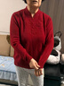 恒源祥羊毛衫女洋氣媽媽秋冬純色繡花毛衣大碼中老年針織羊絨打底衫 羅珀紅 M 建議95斤以下 曬單實拍圖