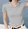 森馬（Semir）polo衫女短款收腰翻領(lǐng)襯衫25夏刺繡涼感緊身T恤辣妹109325115005 曬單實(shí)拍圖