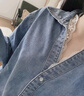 Olrain歐芮兒法式藍色牛仔襯衫女裝2025秋季新款翻領(lǐng)拼接花邊上衣 藍色 L 曬單實(shí)拍圖