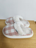 樸西冬季保暖格紋復古英倫居家軟綿拖鞋女士舒絨棉防滑家用男款棉拖鞋 蜜桃粉 37-38 曬單實(shí)拍圖
