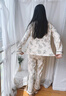 9i9月子服帶胸墊純棉秋冬產(chǎn)后孕產(chǎn)婦喂奶哺乳睡衣家居服套裝花園綠L 曬單實(shí)拍圖