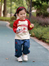幼歌（YOUGE）嬰幼兒秋季新款柔軟舒適寬松打底衫親膚可愛長(zhǎng)袖T恤潮 紅色 90 cm 曬單實(shí)拍圖