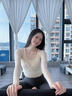 栢啟歆瑜伽服普拉提上衣女春夏季跑步運動(dòng)時(shí)尚網(wǎng)紗健身套裝高級感兩件套 奶白色罩衫+奶白色文胸【M】 曬單實(shí)拍圖