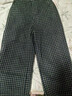 香影灰色格子毛呢闊腿褲女2025冬季新款高腰寬松直筒九分休閑褲子 深灰 S 曬單實(shí)拍圖