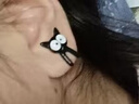 UOSU耳釘高級感小貓咪咬耳朵簡(jiǎn)約耳釘創(chuàng  )意女生禮物高級小眾搞怪耳飾女 搞怪貓咪耳釘一對裝 曬單實(shí)拍圖