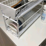 御仕家廚房碗碟置物架櫥柜內瀝水架子可抽拉碗碟架收納免安裝碗盤(pán)一體架 【45CM】盤(pán)架 +碗架+窄縫抽拉籃 曬單實(shí)拍圖