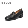 百麗（Belle）羊皮通勤樂(lè )福鞋女壓紋OL單鞋BZ520CA3 黑色 37 曬單實(shí)拍圖