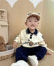 G. DUCKKIDS嬰兒套裝秋季男寶寶1--3歲分體衣幼兒春秋季翻領(lǐng)小熊衛(wèi)衣兩件套潮 米套裝 90 cm 曬單實(shí)拍圖