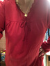MsShe【全棉】大碼女裝2025秋裝胖mm蕾絲拼接免穿文胸家居服套裝 中國紅色現貨 4XL 曬單實(shí)拍圖