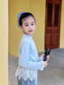 可英 GOWINBABY女童針織衫新款2025秋季女孩休閑寬松百搭打底衫女寶甜美可愛上衣 藍色 130 （適合身高120cm-130cm） 曬單實拍圖