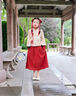 新中式親子裝秋冬新款國風(fēng)套裝古風(fēng)漢服母女裝全家福拜年服表演服 桔紅(套裝) 150 女童 曬單實(shí)拍圖