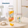 Glasslock韓國印花玻璃冷水杯冷飲杯大容量情侶果汁杯 卡通圖案1200ml*1+300ml*1 曬單實(shí)拍圖