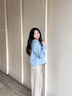 名創(chuàng)優(yōu)品（MINISO）外套女春秋款2025新款衣服開衫小個子連帽衛(wèi)衣女顯瘦百搭休閑女裝 【春秋薄款】霧霾藍(純色)-短款 L 165 (優(yōu)選面料 舒適貼身) 曬單實拍圖