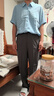 尚都比拉時(shí)尚純色上衣夏季清爽設計感豎條紋短袖襯衫女 海鹽藍 M  曬單實(shí)拍圖