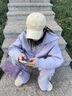 苒琦媽咪2025新款春秋冬新款孕婦裝雙拉鏈翻領(lǐng)寬松毛衣春秋季闊腿褲兩件套 紫色 M 曬單實拍圖
