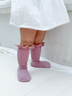 GOBABYGO丹麥嬰兒羊毛花邊襪子兒童男女童秋冬季防滑地板襪寶寶1-3歲學(xué)步 木玫瑰色 6-12月 曬單實(shí)拍圖