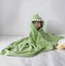 珊瑚絨卡通嬰兒包被斗篷寶寶洗澡浴巾帶帽兒童吸水連帽披風(fēng) 綠色恐龍 85/150cm 曬單實(shí)拍圖