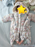 OAK FAMILY白鵝絨新生嬰兒羽絨服冬季連體衣外出保暖寶寶羽絨爬服新生兒衣服 花園派對【兔子帽】 80cm 曬單實拍圖