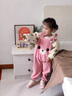 迪士尼（Disney）背帶褲女童秋裝2025新款加絨潮童裝洋氣兒童衣服一歲寶寶春秋套裝 粉色 90 cm 曬單實(shí)拍圖