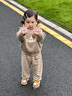 幼歌（YOUGE）嬰幼兒冬季新款純棉保暖條紋毛線(xiàn)褲寶寶柔軟親膚束腳褲 卡其條紋 90 cm 曬單實(shí)拍圖