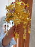 目送金色手捧花新婚禮物送新娘結婚手捧花成品結婚禮物送新人 鎏金之喜+防塵禮盒+禮袋 新人結婚禮物 曬單實(shí)拍圖