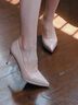 卡帝樂(lè )鱷魚(yú)（CARTELO）小眾配裙子單鞋女不磨腳裸色高跟鞋設計感小眾氣質(zhì)秋季不累腳細跟 裸色 8cm 37 曬單實(shí)拍圖