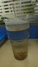 【京東物流】玻璃杯帶蓋耐熱茶杯高顏值豎條紋水杯帶吸管茶杯家用 大竹節(jié)杯【單只】600ml 曬單實拍圖